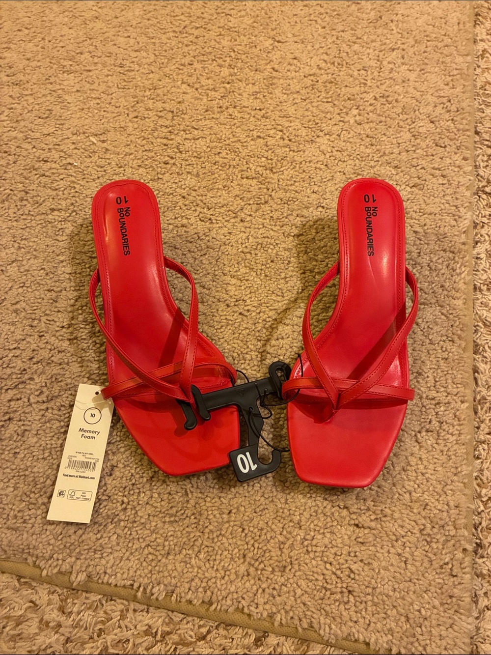 No Boundaries Red Strappy Square-Toe Heeled Sandals